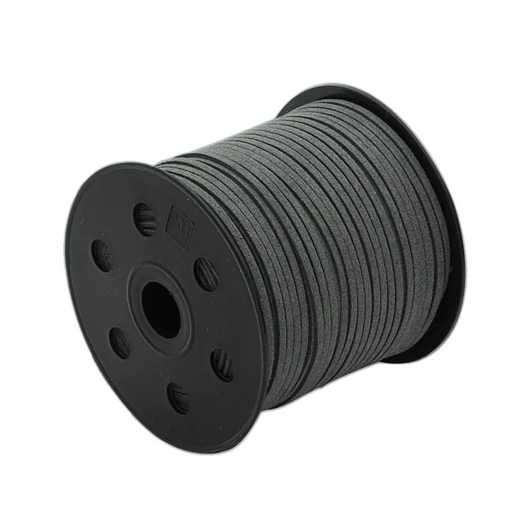 18m Long Micro-Fiber Faux Leather Suede Cord for Bracelet Necklace Beading Jewelry Making, Size: 2.7 x 1.5mm - Black