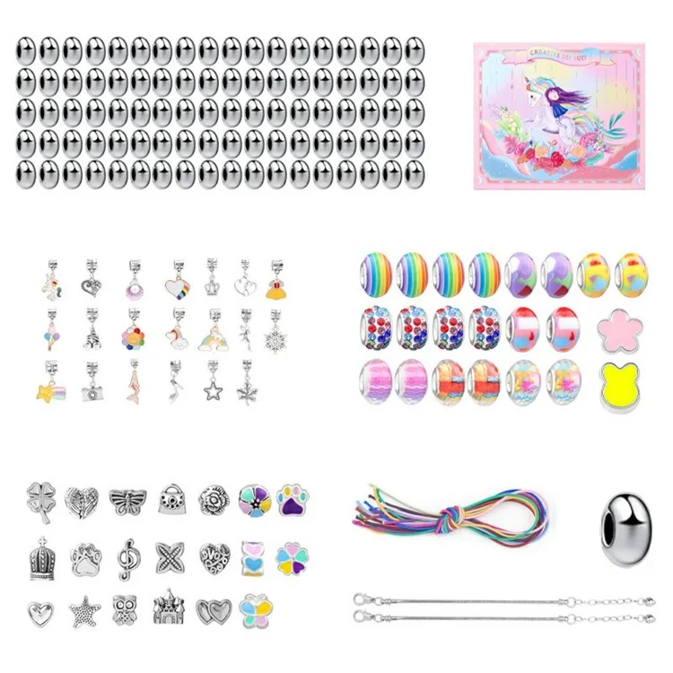 Kit de Confecção de Pulseiras para Crianças com 164 Peças - Acessórios de Jóias DIY para Meninas com Caixa - Colorido A
