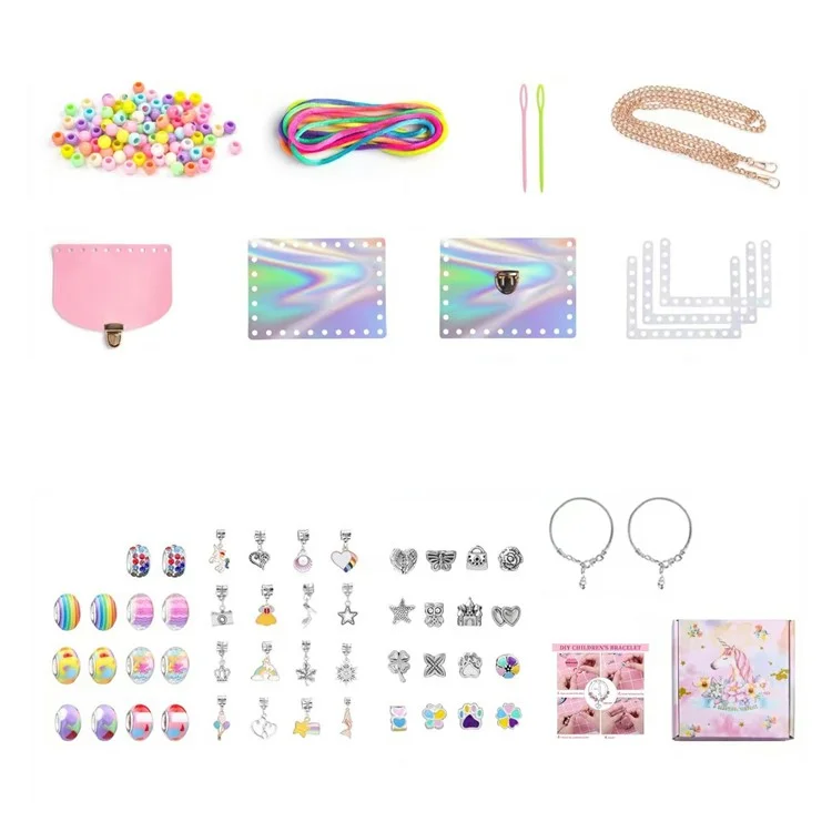 151Pcs Kids Bracelet Bag Making Kit Girls DIY Bracelet Pendants Beads Set with Gift Box - Colorful