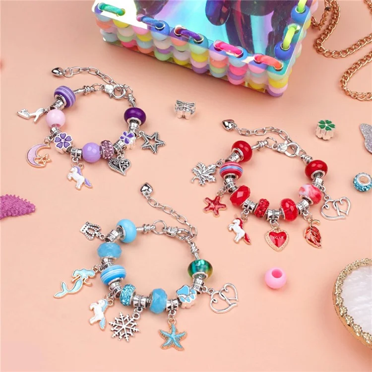 151Pcs Kids Bracelet Bag Making Kit Girls DIY Bracelet Pendants Beads Set with Gift Box - Colorful