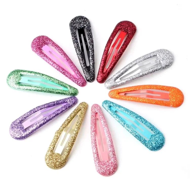 BBJ 100pcs / Set Glitter Snap Hair Clips Non Glisser Hair Climal Clim Barrets Kawaii Accessoires de Cheveux Pour Filles Pour Les Tout-petits - le Noir