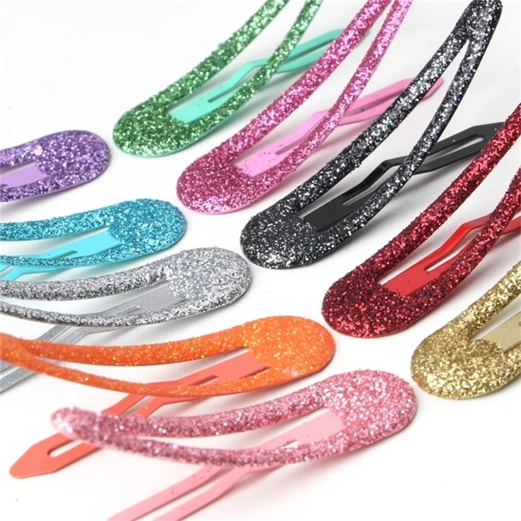 BBJ 100pcs / Set Glitter Snap Hair Clips Non Glisser Hair Climal Clim Barrets Kawaii Accessoires de Cheveux Pour Filles Pour Les Tout-petits - le Noir