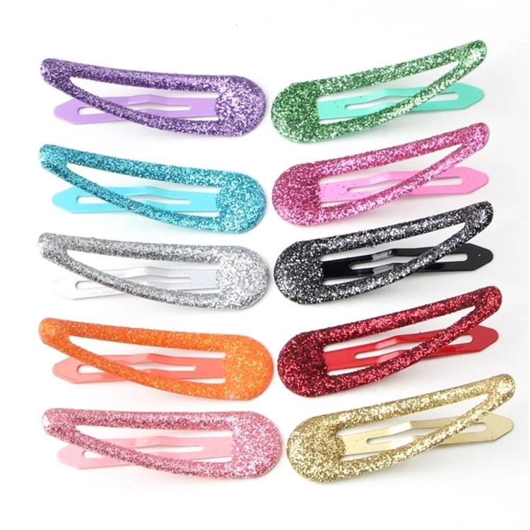 BBJ 100pcs / Set Glitter Snap Hair Clips Non Glisser Hair Climal Clim Barrets Kawaii Accessoires de Cheveux Pour Filles Pour Les Tout-petits - le Noir