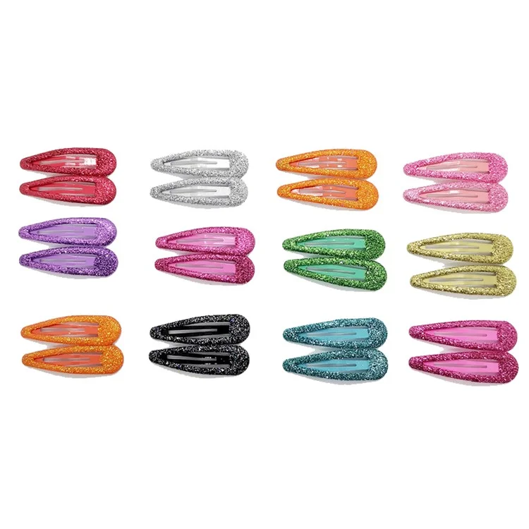BBJ 100Pcs/Set Блестящие зажимы для волос без скольжения Милые металлические барретки Kawaii Аксессуары для волос для девочек и малышек - Черный