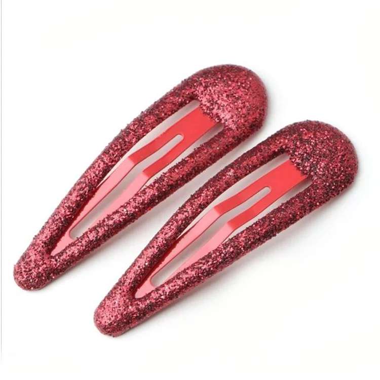 BBJ 100Pcs/Set Glitter Snap Hair Clips Non-slip Cute Hair Clip Metal Barrettes Kawaii Hair Accessories for Girls Toddlers - Red