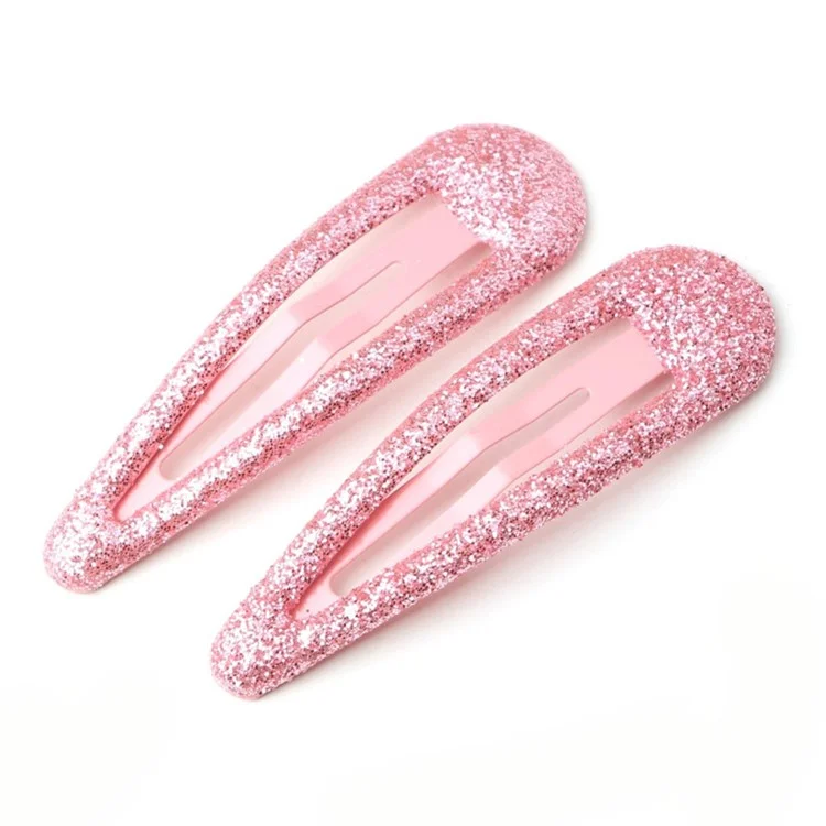 BBJ 100Pcs/Set Glitter Snap Hair Clips Non-slip Cute Hair Clip Metal Barrettes Kawaii Hair Accessories for Girls Toddlers - Pink