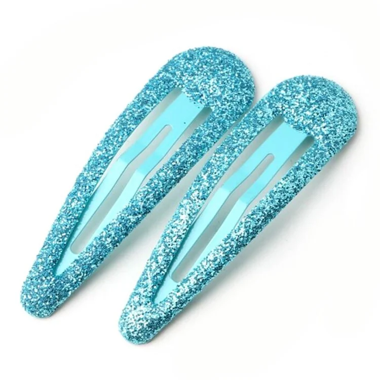 BBJ 100Pcs/Set Glitter Snap Hair Clips Non-slip Cute Hair Clip Metal Barrettes Kawaii Hair Accessories for Girls Toddlers - Blue