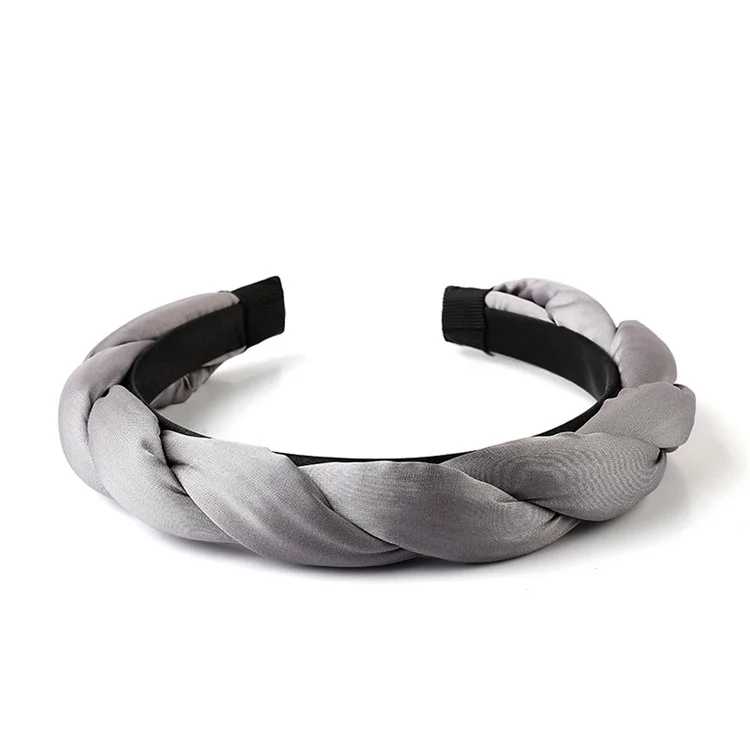 7/4-6 Girl's Headband Fashionable Braided Retro Style Pigtail Design Hair Band Comfortable Hair Decor - Grey