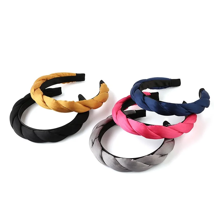 7/4-6 Girl's Headband Fashionable Braided Retro Style Pigtail Design Hair Band Comfortable Hair Decor - Grey