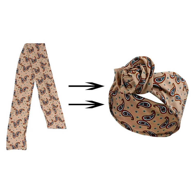 FD066 Wire Headband Adjustable Pattern Print Wired Hair Tie Head Scarf - Pleuche / Wine Red