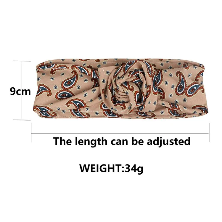 FD066 Wire Headband Adjustable Pattern Print Wired Hair Tie Head Scarf - Pleuche / Wine Red