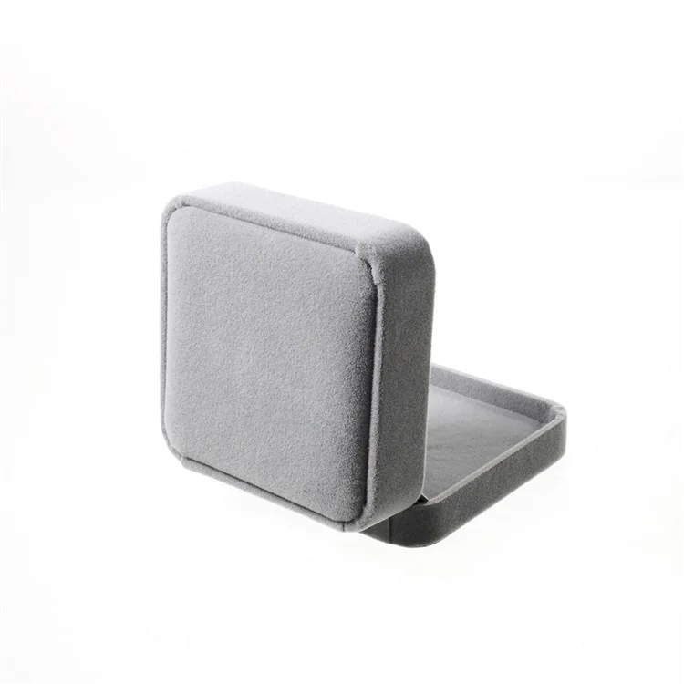 Fashion Velvet Bracelets Bangles Pendant Jewelry Gift Box Holder, Outer Size: 9 x 9 x 4cm - Grey
