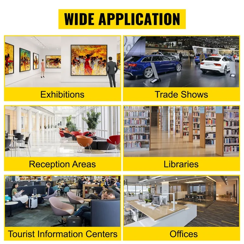 A4 Portrait Folding Literature Magzine Adjustable Floor Stand Aluminum Alloy+Acrylic Exhibition Display Rack - Silver