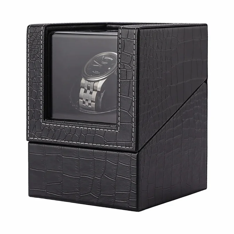 W125 Automatic Single Watch Electric Rotating Box Watch Leather Display Box - Crocodile Texture W125E / EU Plug