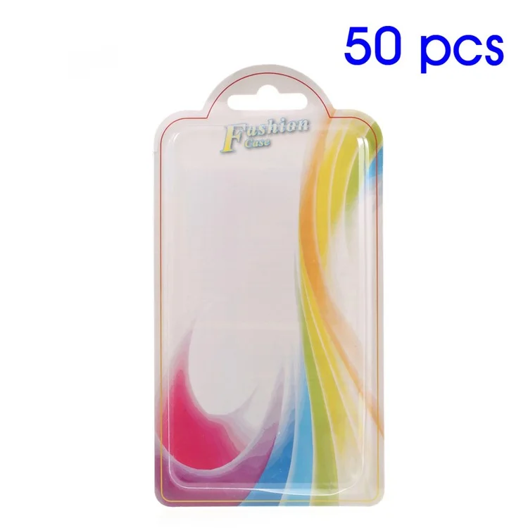 50Pcs Paper + Plastic Packing Box for iPhone 7/6s Back Case 140 x 70 x 10mm - Colorful Waves