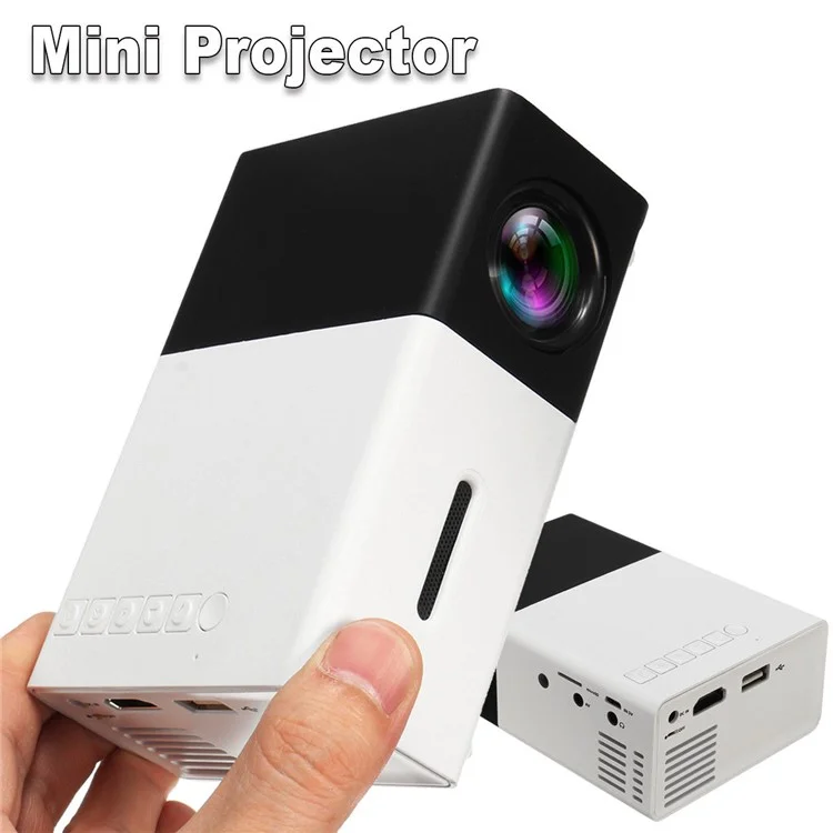 YG300 Mini Portable 1080P HD LED Projector with PC Laptop USB/TF/AV/HDMI Input - EU Plug