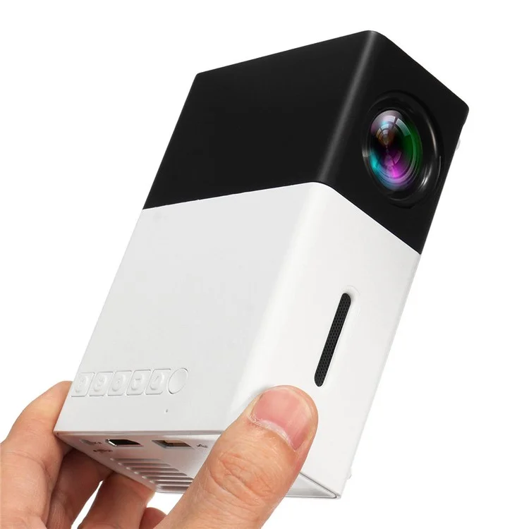 YG300 Mini Portable 1080P HD LED Projector with PC Laptop USB/TF/AV/HDMI Input - EU Plug