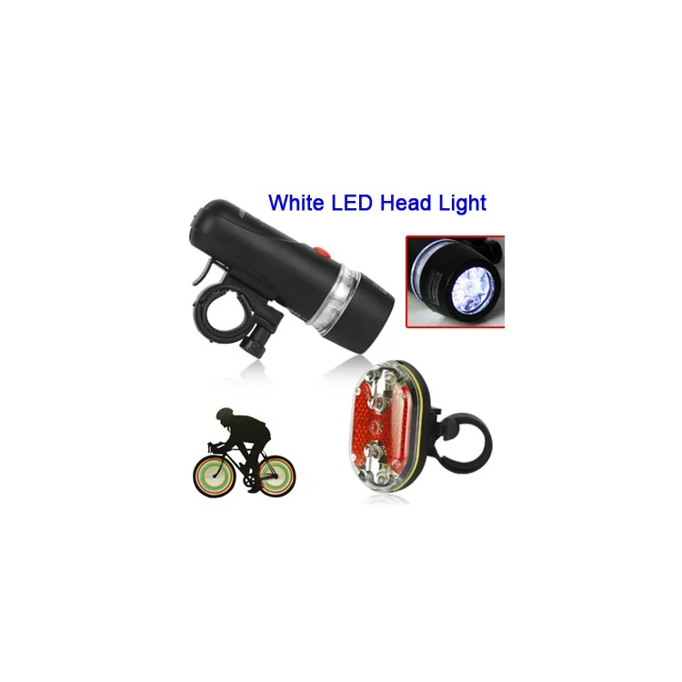 Waterproof White LED Bike Bicycle Head Light + Red Rear Safety Flashlight