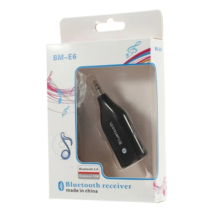 BM-E6 Mini 3.5mm Plug Bluetooth 3.0 Receiver Adapter Dongle w/ Microphone - Black