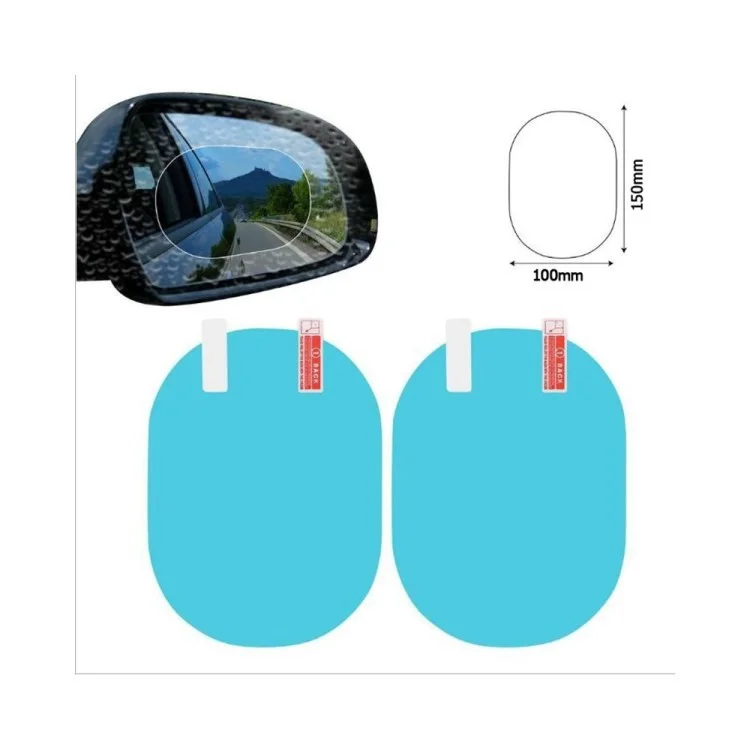 2Pcs Car Rearview Mirror Cover PET Waterproof Anti-Fog Rain-Proof Film Side Window - 150x100mm Oval