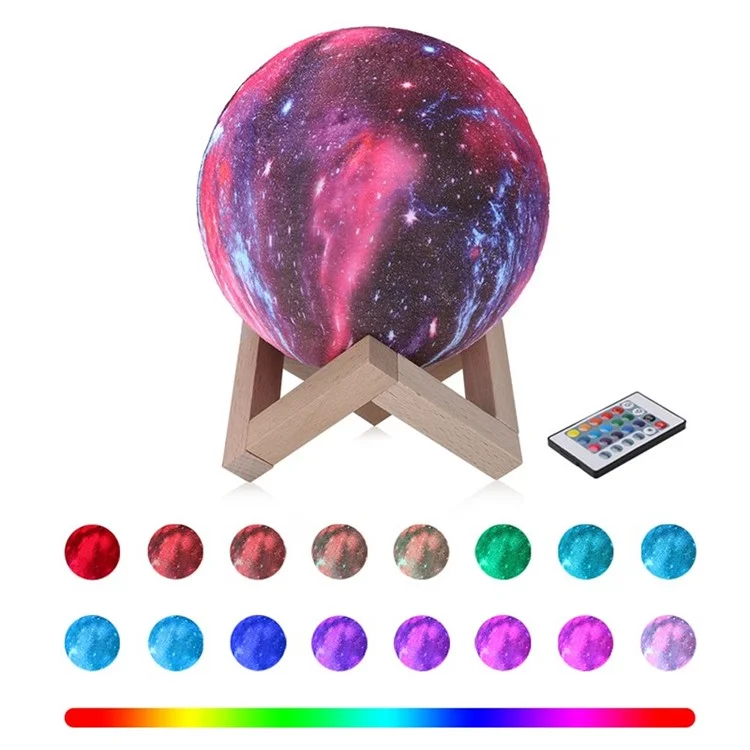 3D LED Night Light Table Desk Moon Lamp 16 Colors Colorful Painting with Remote - Diameter 8cm