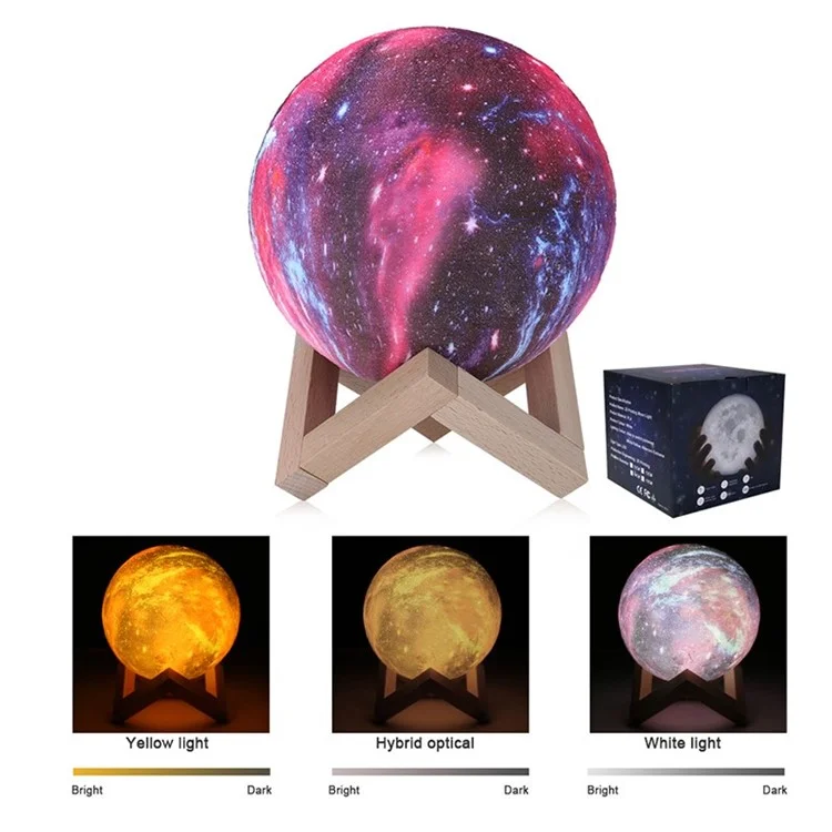 3D LED Night Light Table Desk Moon Lamp 16 Colors Colorful Painting with Remote - Diameter 8cm