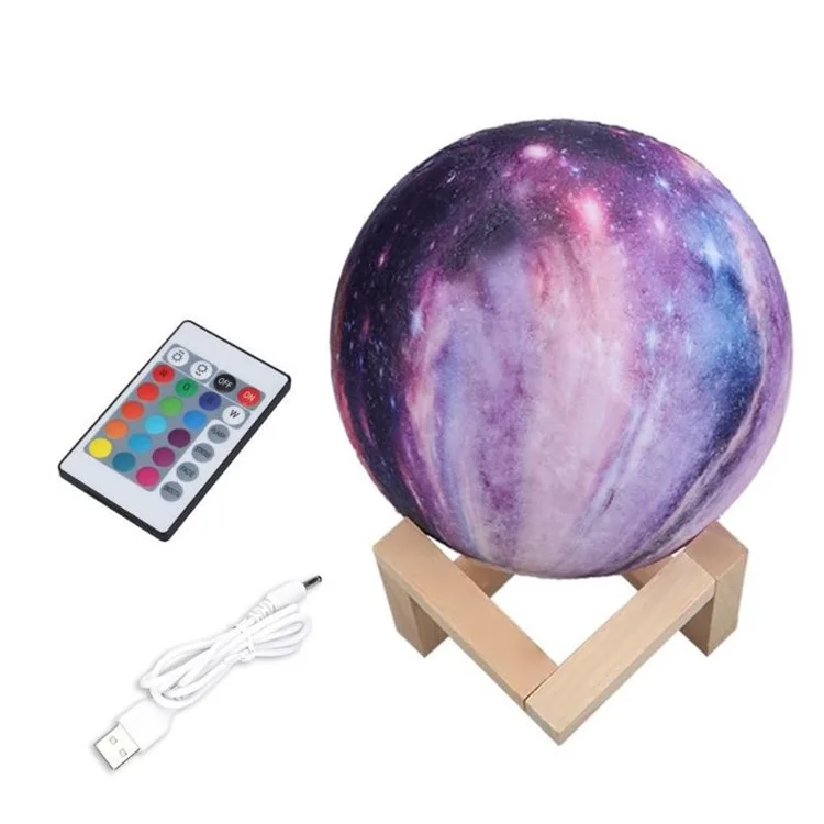 3D LED Night Light Table Desk Moon Lamp 16 Colors Colorful Painting with Remote - Diameter 8cm