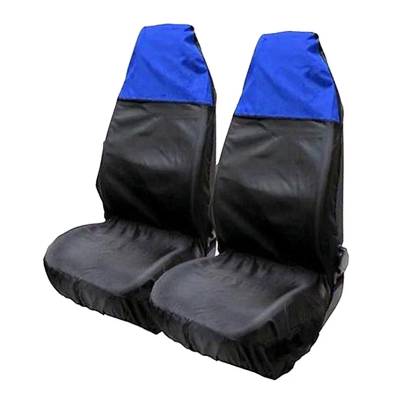 2Pcs Universal Car Seat Cover Oil-proof Repairing Seat Cushion Cover - Black / Blue