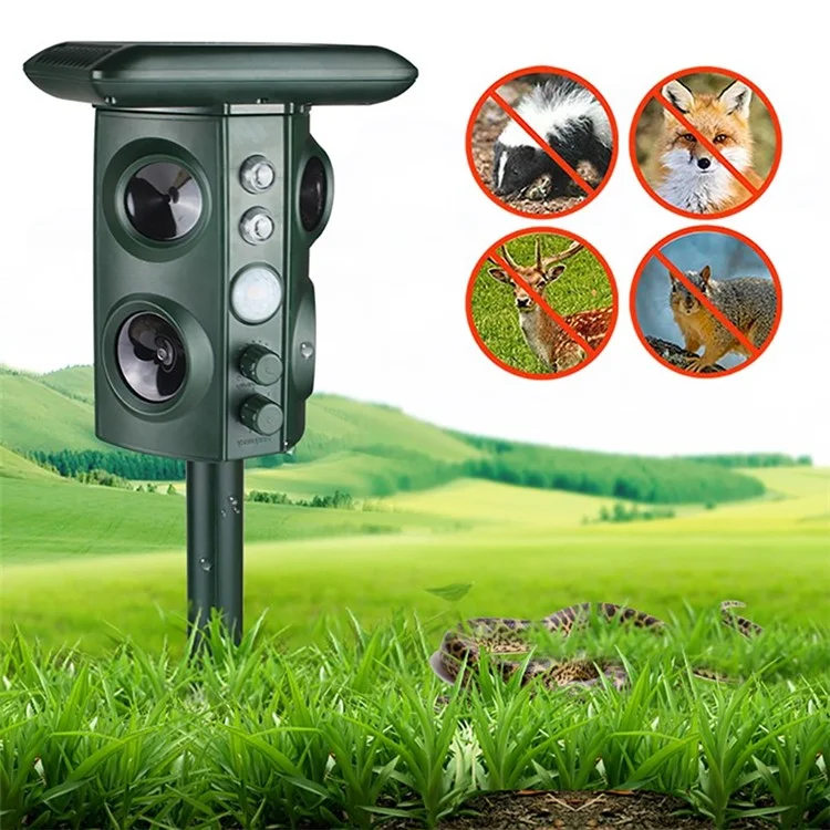 Outdoor Solar Ultrasonic Pest Animal Repeller Repellent Garden for Fox Deer Squirrels Skunk