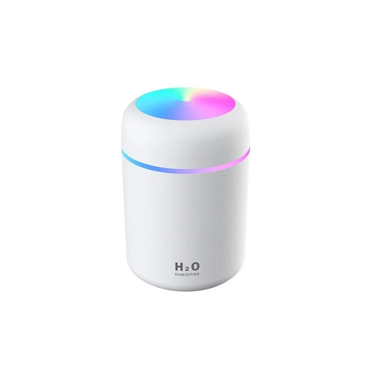 Humidifier USB Ultrasonic Aroma Diffuser Cool Mist Maker Air Purifier with Romantic Light - White