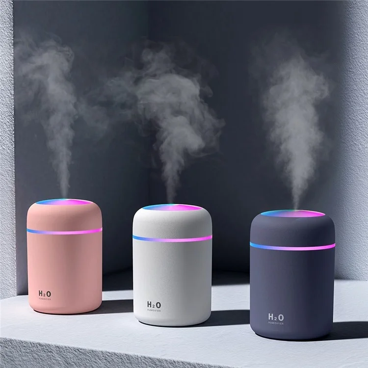 Humidifier USB Ultrasonic Aroma Diffuser Cool Mist Maker Air Purifier with Romantic Light - White