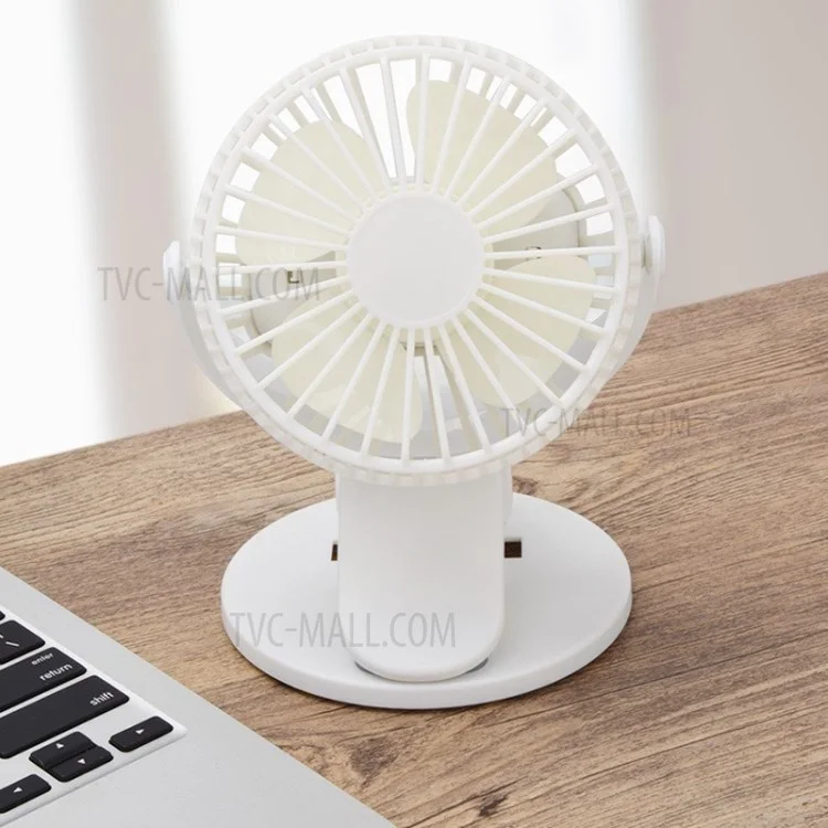 Portable Mini Cooling Fan Clip Fan Desktop Fan 2-IN-1 USB Rechargeable Small Fan - White