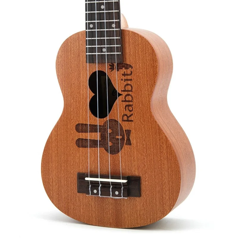 Lovely Mini Sapele Ukulele 4 Strings Educational Musical Concert Instrument Toy Gift for Kids - Rabbit and Heart