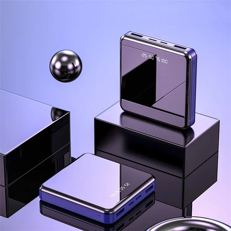 Digital Display Power Bank Mirror Screen 20000mAh Portable Phone Charger - Blue