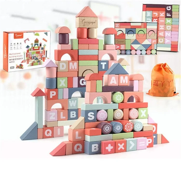 Englisches Alphabet Puzzle Puzzle-Holzspielzeug Kinder-Cartoon-Bausteine Set