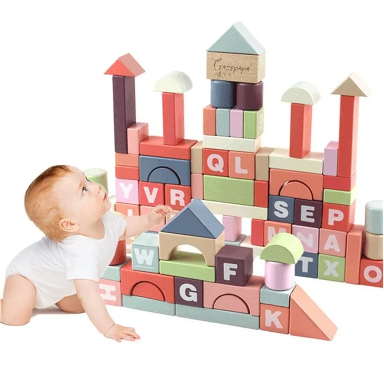 Englisches Alphabet Puzzle Puzzle-Holzspielzeug Kinder-Cartoon-Bausteine Set