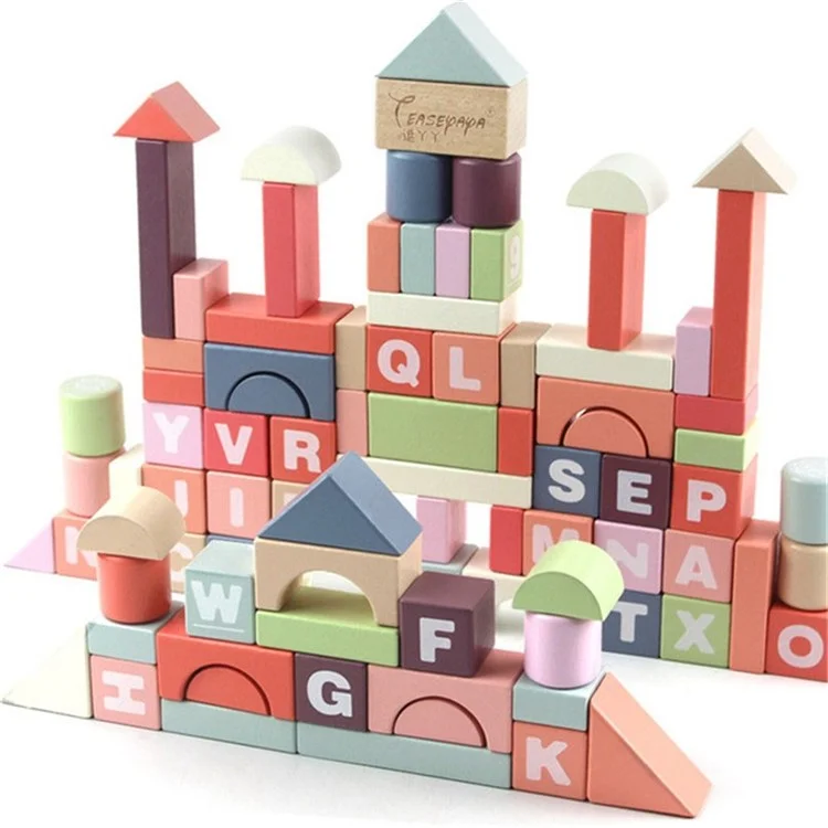 Englisches Alphabet Puzzle Puzzle-Holzspielzeug Kinder-Cartoon-Bausteine Set