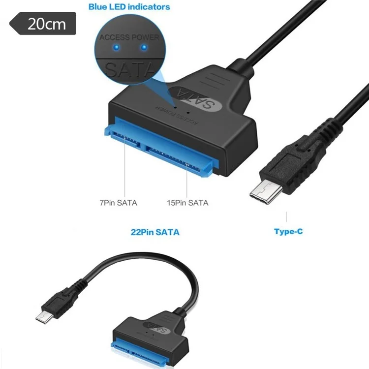 USB 3.1 Tipo C a SATA HDD SSD 2.5 "cable Adaptador de Disco Duro 15 15 - Alfiler