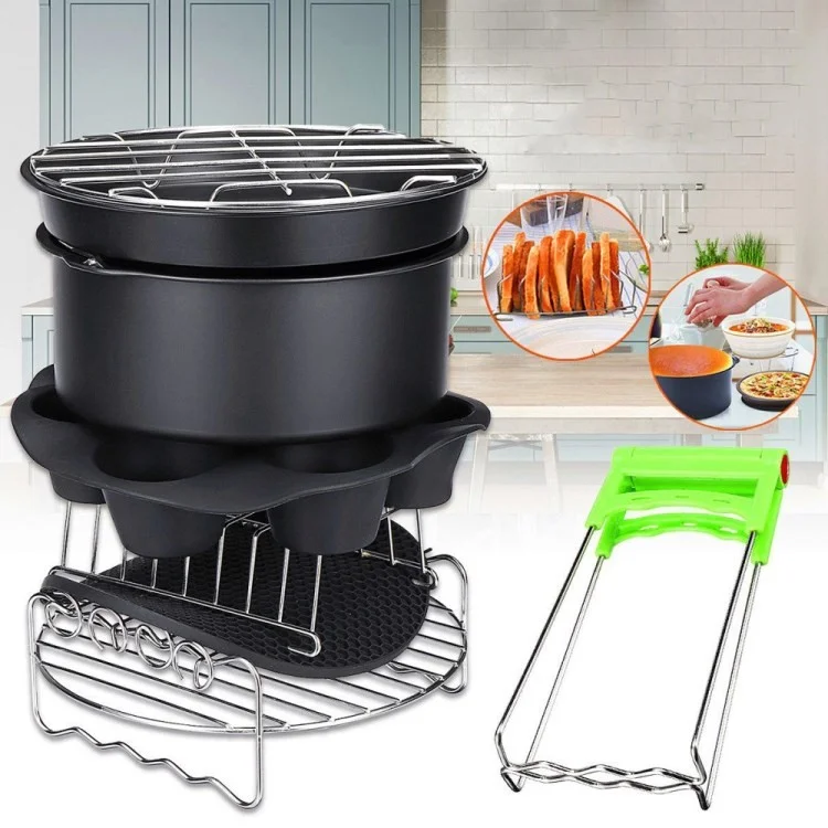 8 Pcs Air Fryer Acessórios Home Cozinha Aço Inoxidável Multi - Kits De Ferramentas De Cozinha