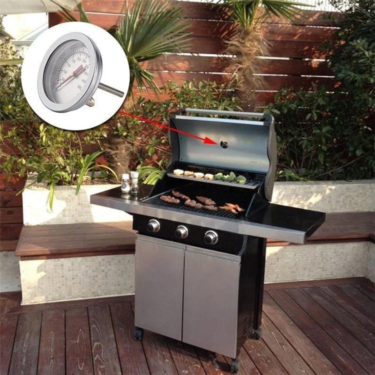 Bi - Thermomètre BBQ Grill en Métal en Acier Inoxydable