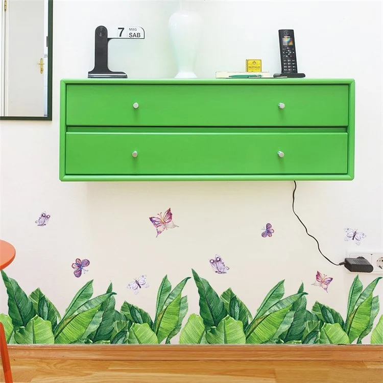 Fanxi SK7201 Grüne Pflanze Tapete Shop Glass Fenstertür Schrank Dekoration Wandkleher Aufkleber