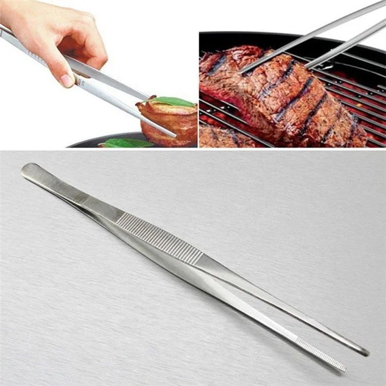 Barbecue Droite En Acier Inoxydable 30cm Épaissie Tweezers