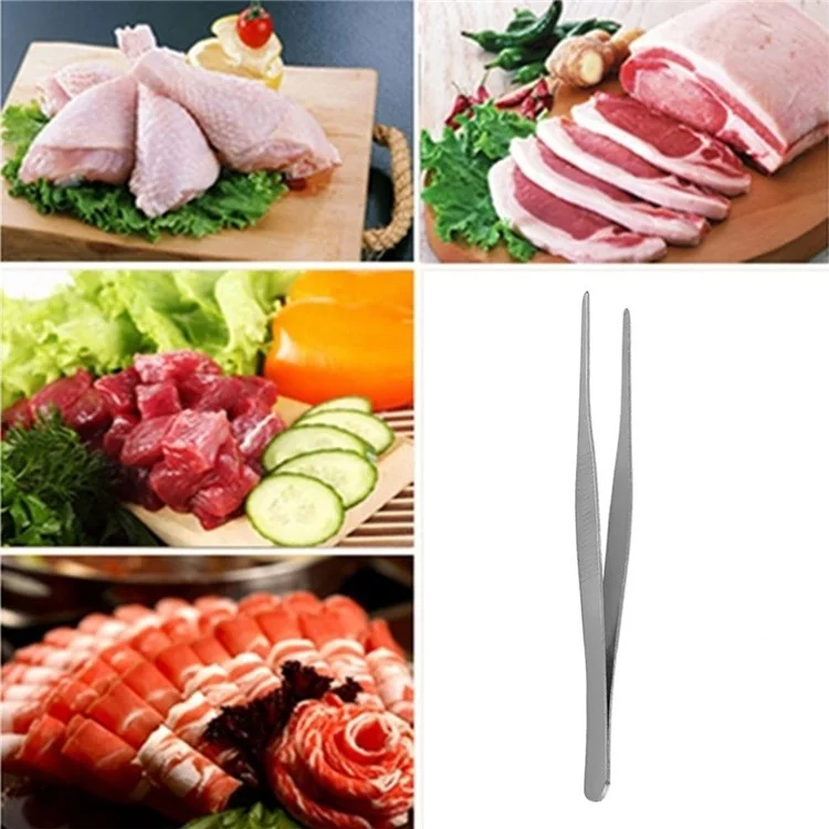 30cm Stainless Steel Thickened Straight Head Barbecue Tweezers