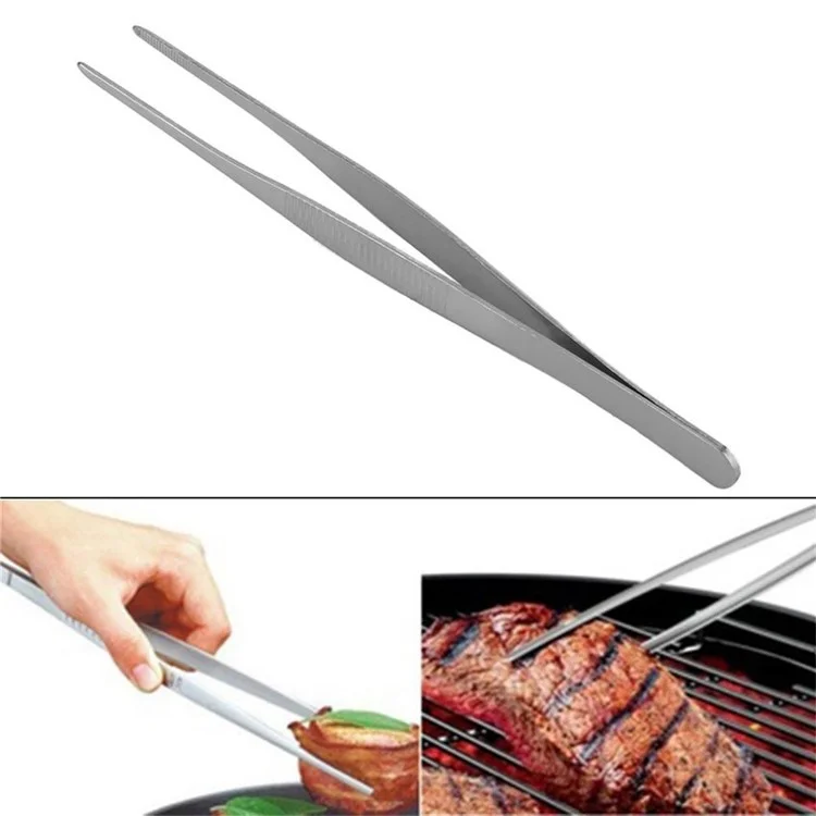 30cm Edelstahl Verdickter Kopf Grillpinzette