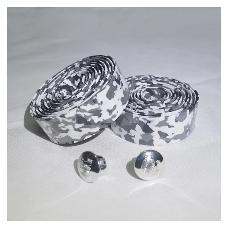 1 Pair Bike Bicycle Cork Handlebar Bar Tape Cycling Handle End Bandage Belt Strap - Black/White