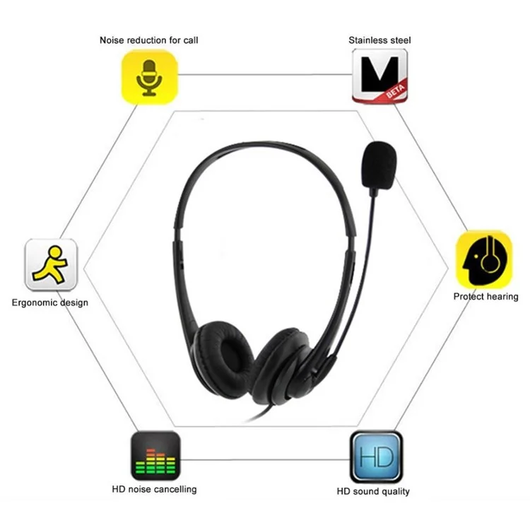 USB -laptop Computer Online -klassenspiel Wired Call Customer Service Phone Headset Mit Mikrofon