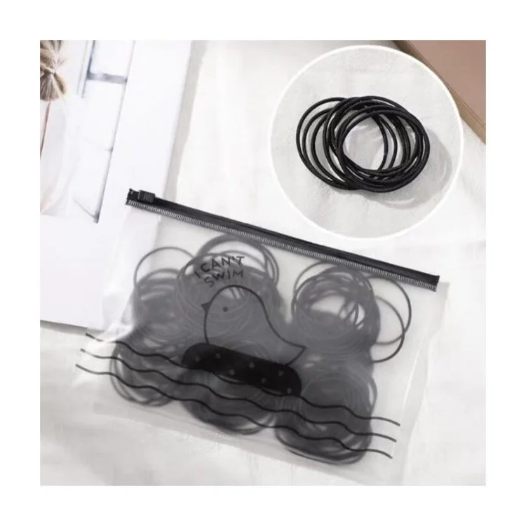 100pcs/saco de Faixa Elástica Simples Para Meninas Mulheres Usam Diariamente - Preto