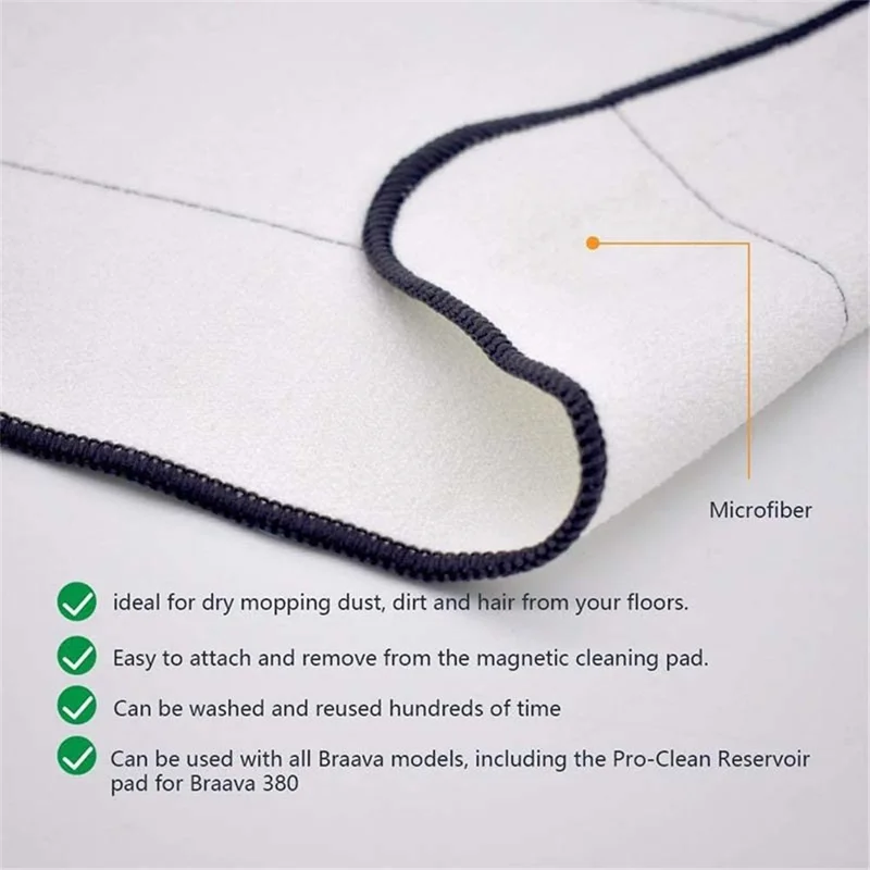 PAD Mopping Bagnato Sostituzione Del Cuscinetto A Secco Per Irobot Braava 321 380 320 380T 390T Mint 5200C 5200 4200 4205 - Bianco // 10 Pz / Set