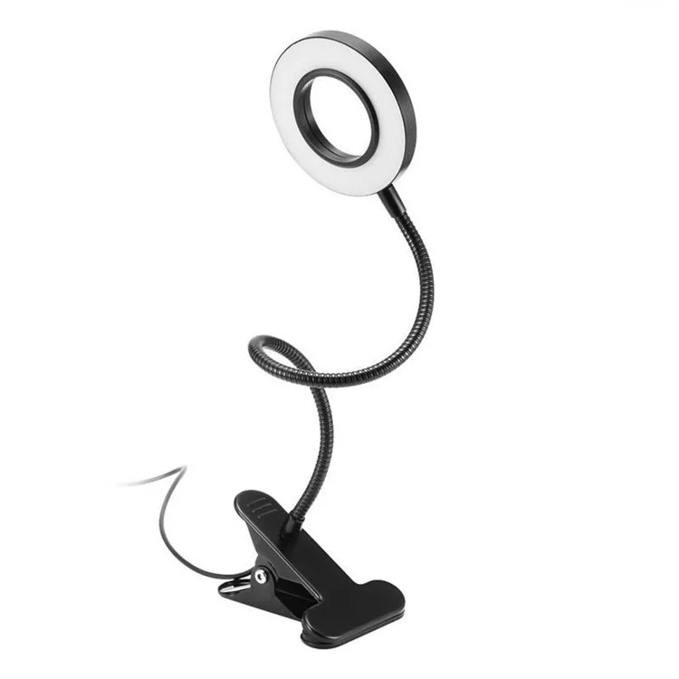 LED Desk Lamp with Adjustable Clamp Reading Light USB Plug-in Table Lamp for Eye Care Bedside Lamp - Black