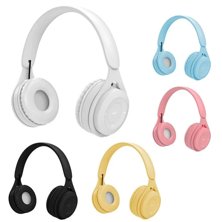 HiFi Stereo Wireless Bluetooth-compatible Headset Over Ear Headphone with Microphone - White